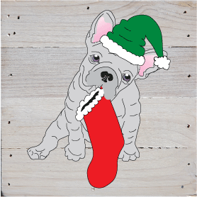 Holiday French Bulldog Rustic Art Prints