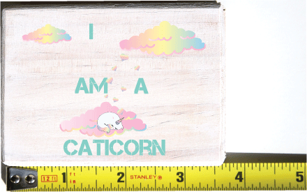 Caticorn White Wash Wood Keepsake Collectible Box