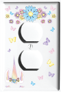Llamacorn with Pastel Flowers and Butterflies Light Switch Plate Covers and Outlet Covers/llamacorn Nursery Decor