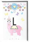 Llamacorn with Pastel Flowers and Butterflies Light Switch Plate Covers and Outlet Covers/llamacorn Nursery Decor