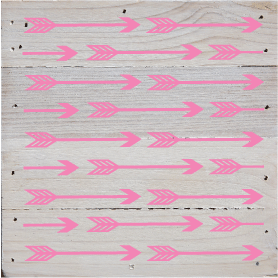 Arrow Chalk Pink Art Prints on a 6 x 6 Rustic White Washed Natural Wood Pallet