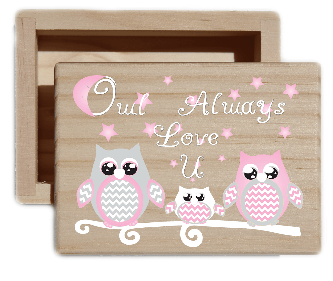 Owl Always Love U Natural Wood Keepsake Collectible Box