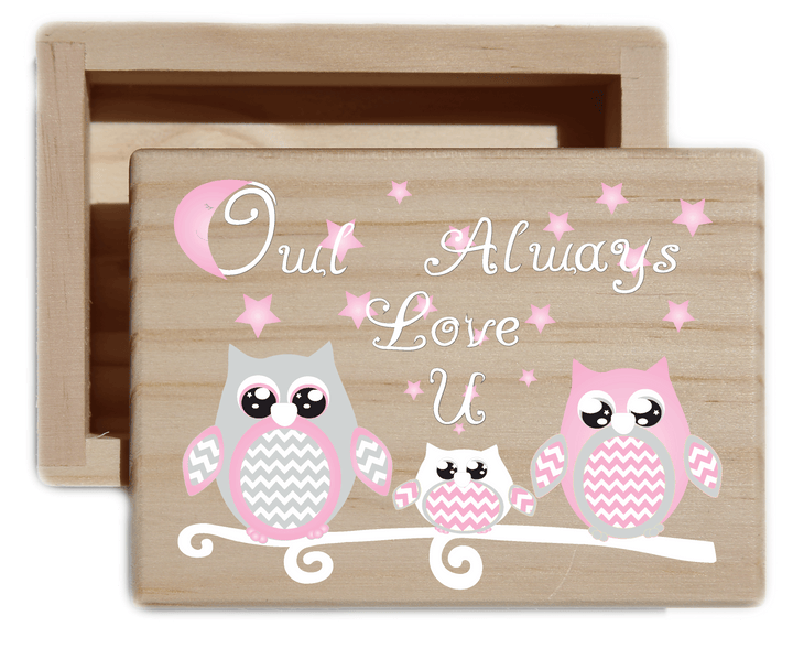 Owl Always Love U Natural Wood Keepsake Collectible Box