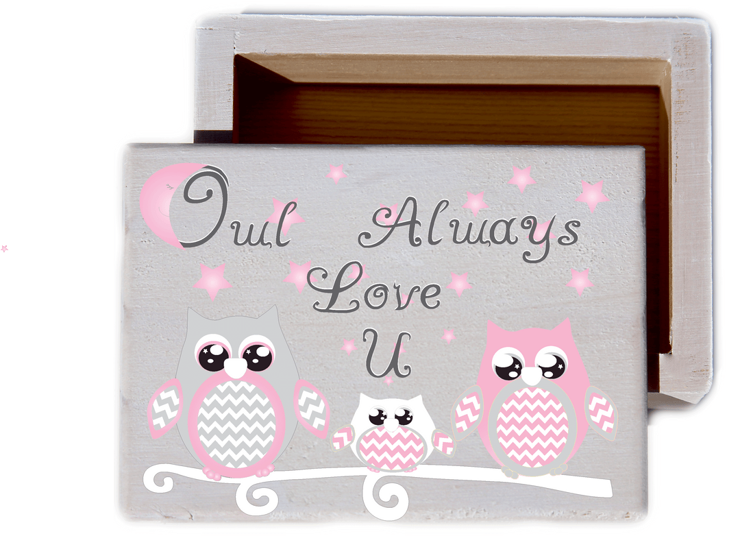 Owl Always Love U White wash Wood Keepsake Collectible Box