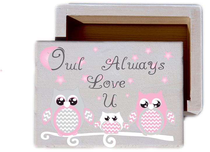 Owl Always Love U White wash Wood Keepsake Collectible Box