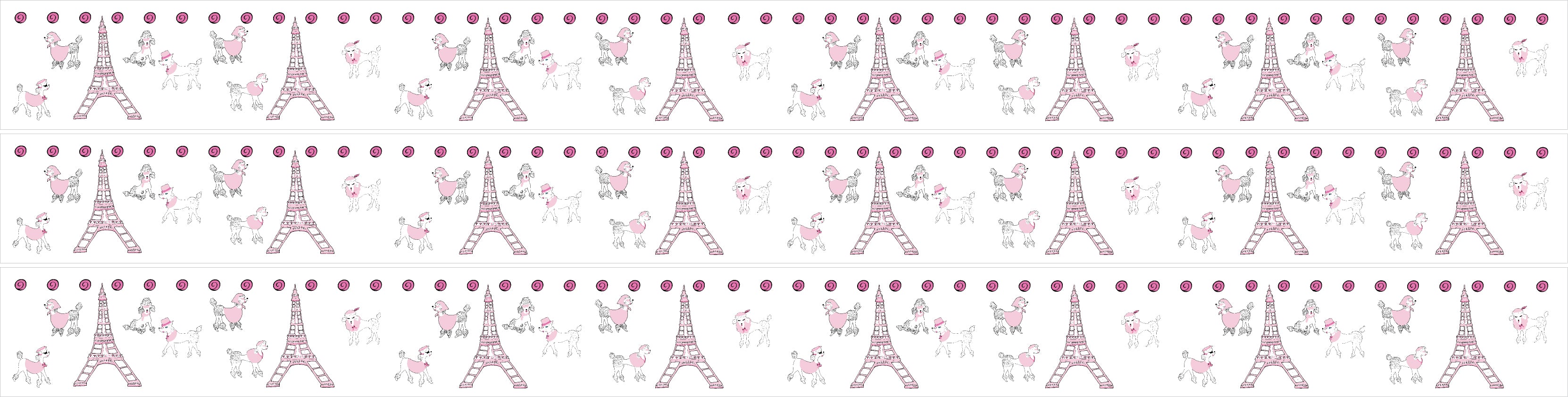 Poodles in Paris Wall Border Wall Decals 4.5 inch Wide x 13 Feet Long