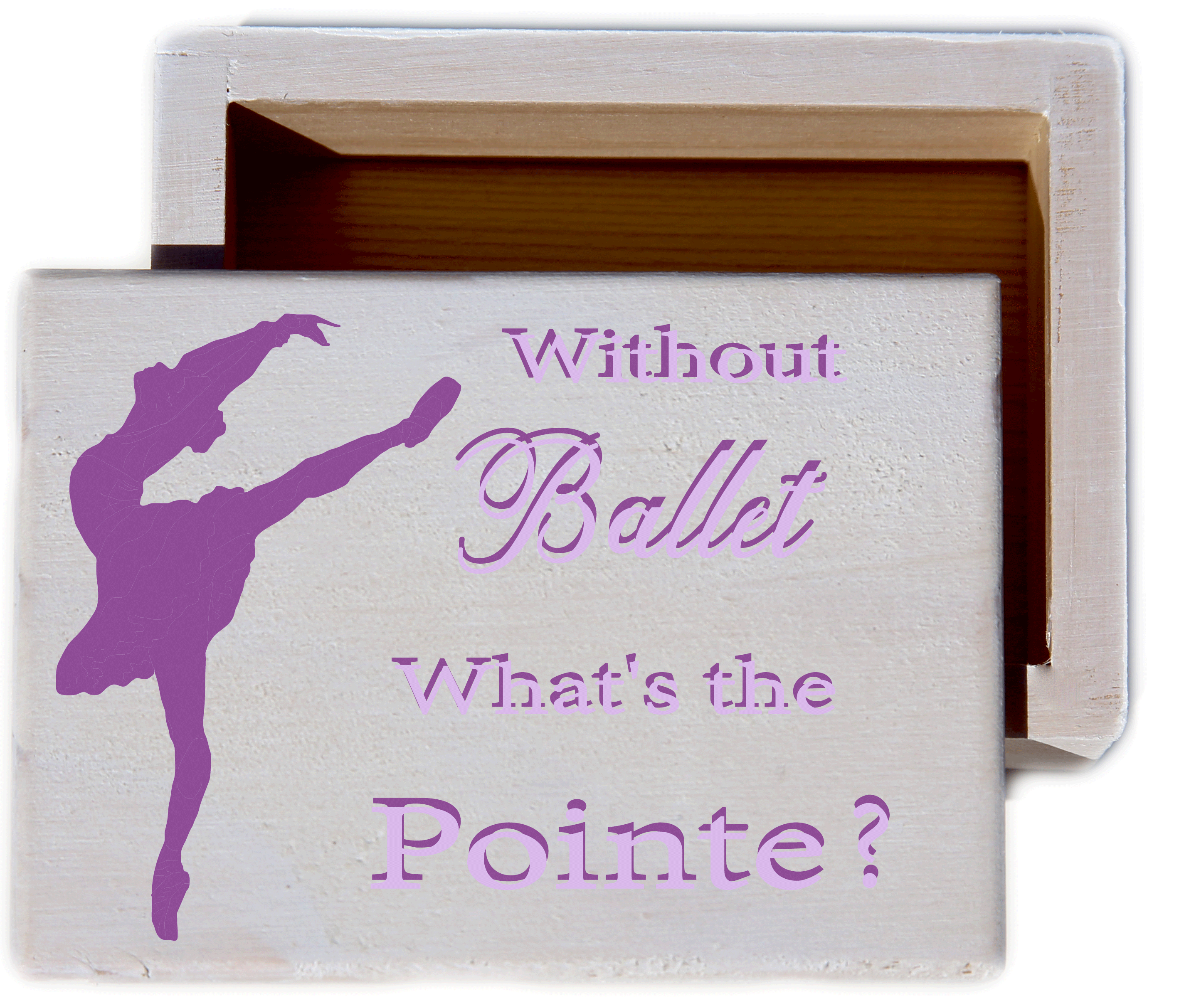 Ballerina White Wash Wood Keepsake Collectible Box