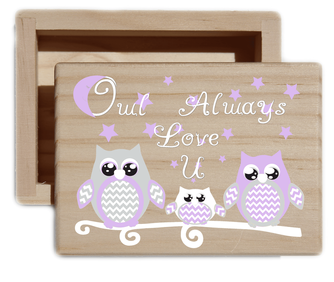 Owl Always Love U Natural Wood Keepsake Collectible Box