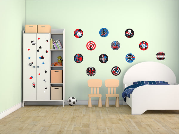 Boys Rock Button Wall Stickers