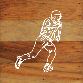 Baseball Art Prints on a 6 x 6 Rustic Aged Natural Wood Pallet