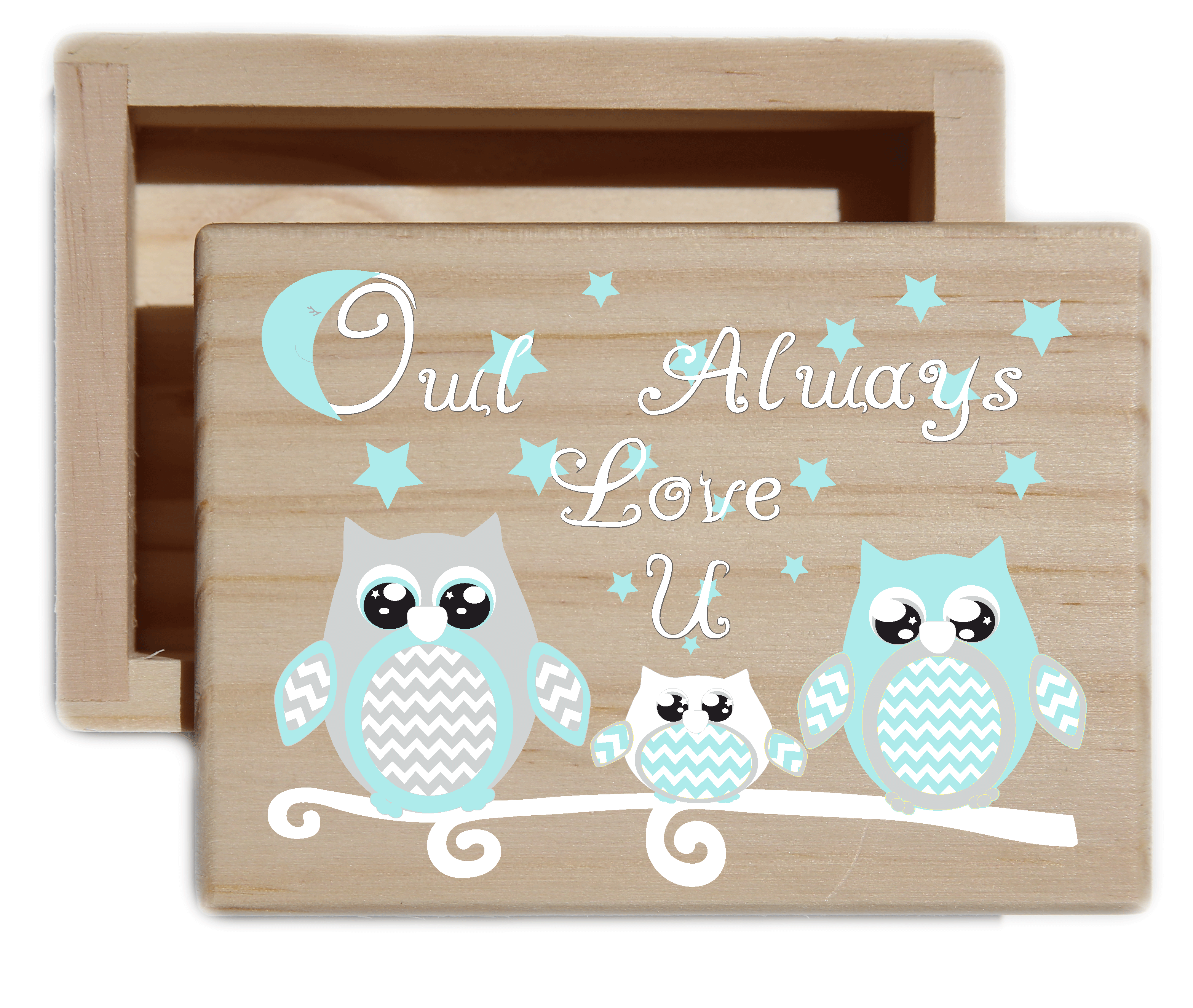 Owl Always Love U Natural Wood Keepsake Collectible Box