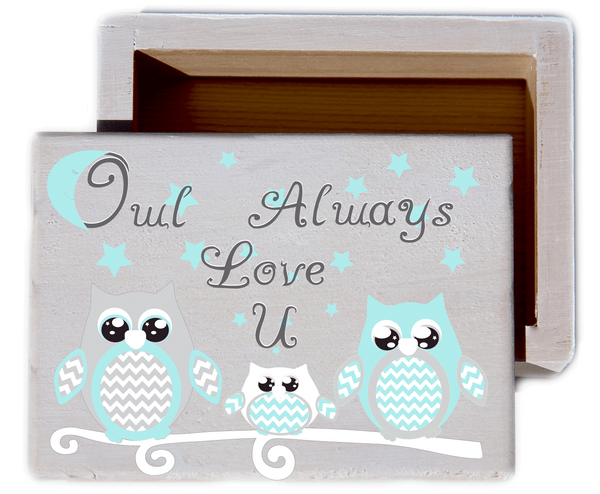 Owl Always Love U White wash Wood Keepsake Collectible Box
