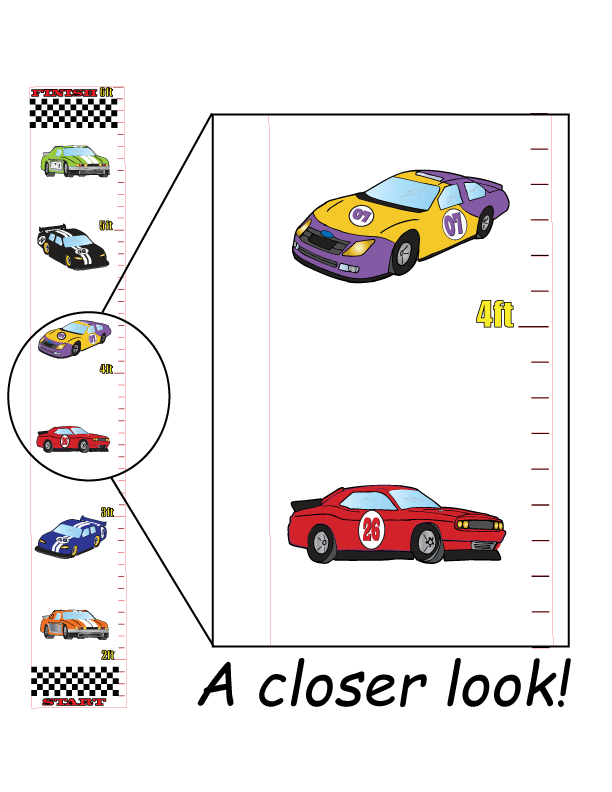 Race Car Growth Chart Wall Art Stock Car Wall Decals Children's Decor