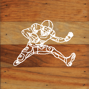 Football Art Prints on a 6 x 6 Rustic Aged Natural Wood Pallet