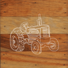 Tractor Chalk White Art Prints on a 6 x 6 Rustic Aged Natural Wood Pallet