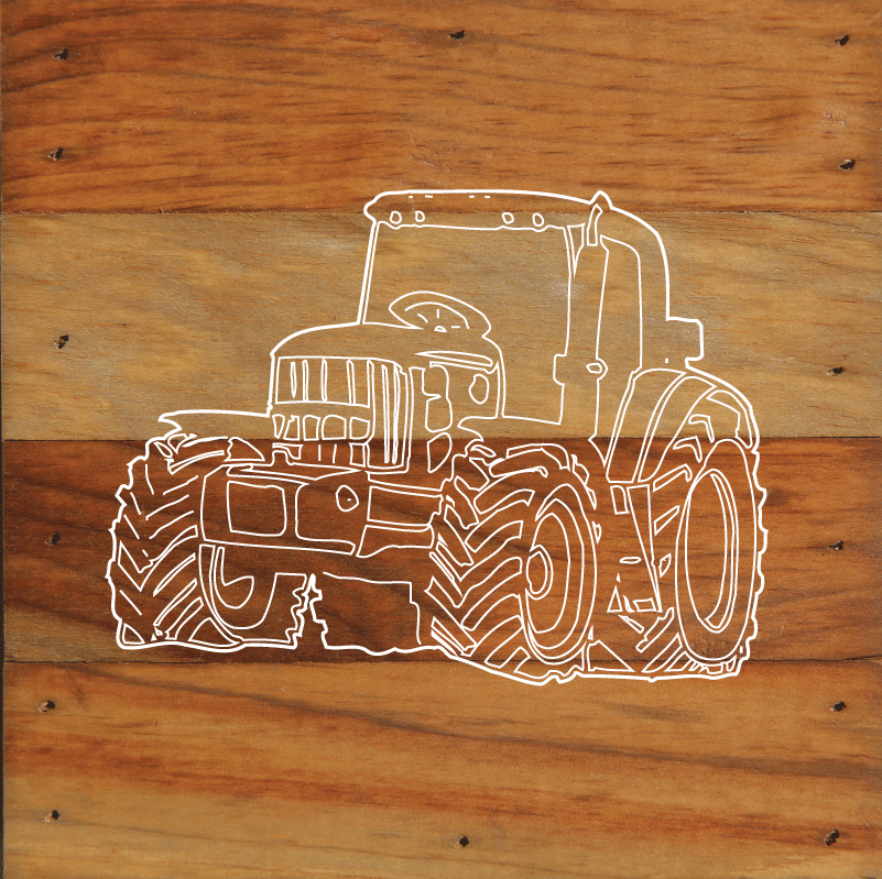 Tractor Art Print Aged Natural Wall Hanging