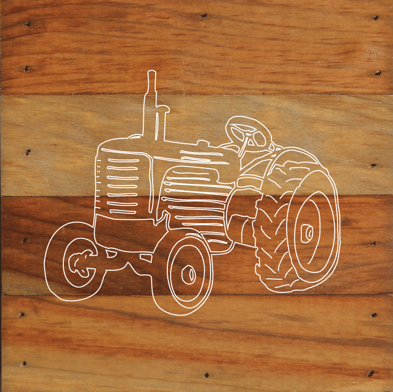 Tractor Art Print Aged Natural Wall Hanging
