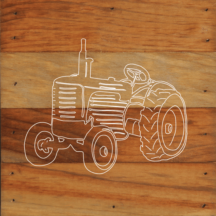 Tractor Art Print Aged Natural Wall Hanging