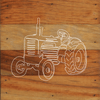 Tractor Chalk White Art Prints on a 6 x 6 Rustic Aged Natural Wood Pallet