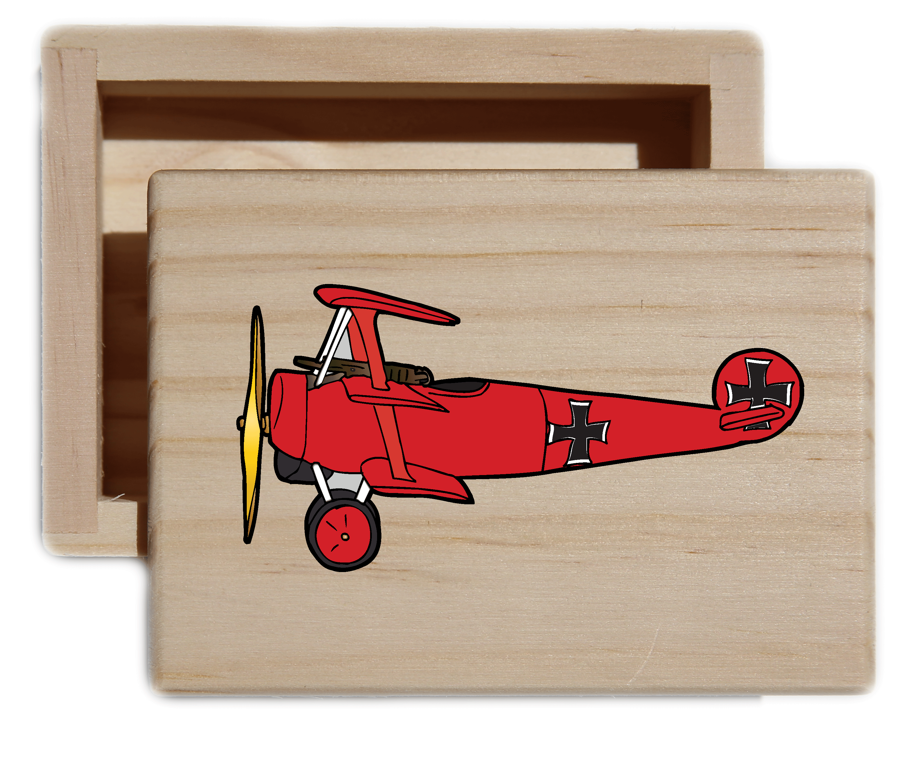 Vintage Plane Natural Wood Keepsake Collectible Box
