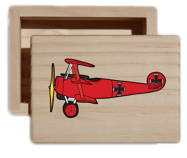Vintage Plane Natural Wood Keepsake Collectible Box