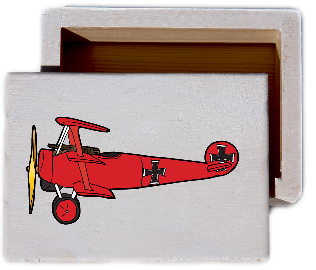 Vintage Plane White Wash Wood Keepsake Collectible Box