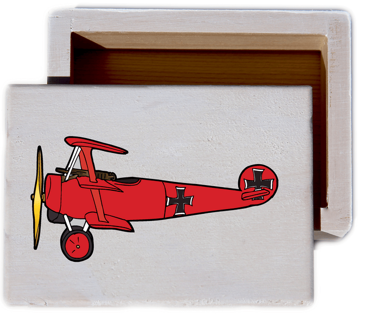 Vintage Plane White Wash Wood Keepsake Collectible Box
