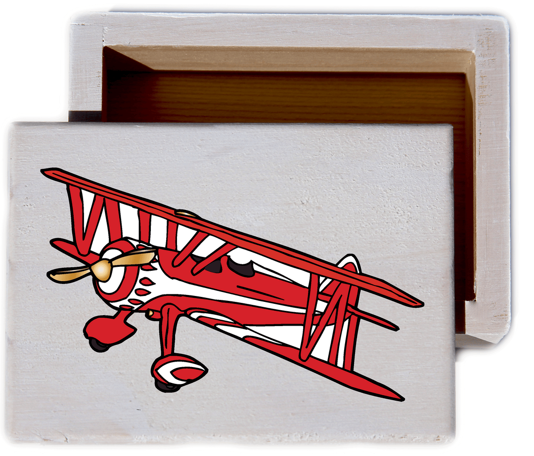 Vintage Plane White Wash Wood Keepsake Collectible Box