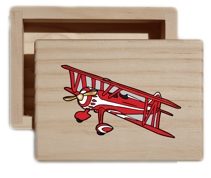 Vintage Plane Natural Wood Keepsake Collectible Box