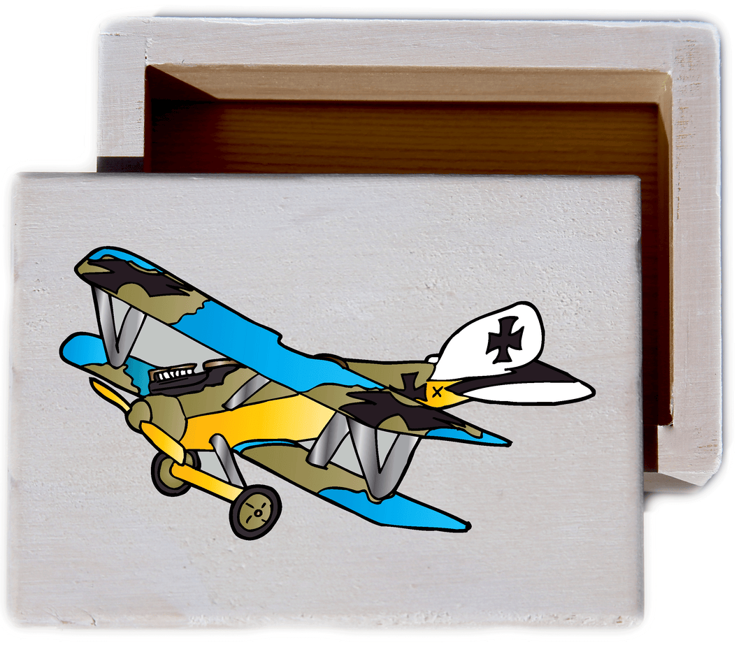 Vintage Plane White Wash Wood Keepsake Collectible Box