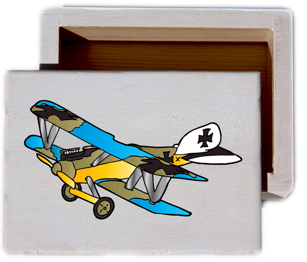 Vintage Plane White Wash Wood Keepsake Collectible Box