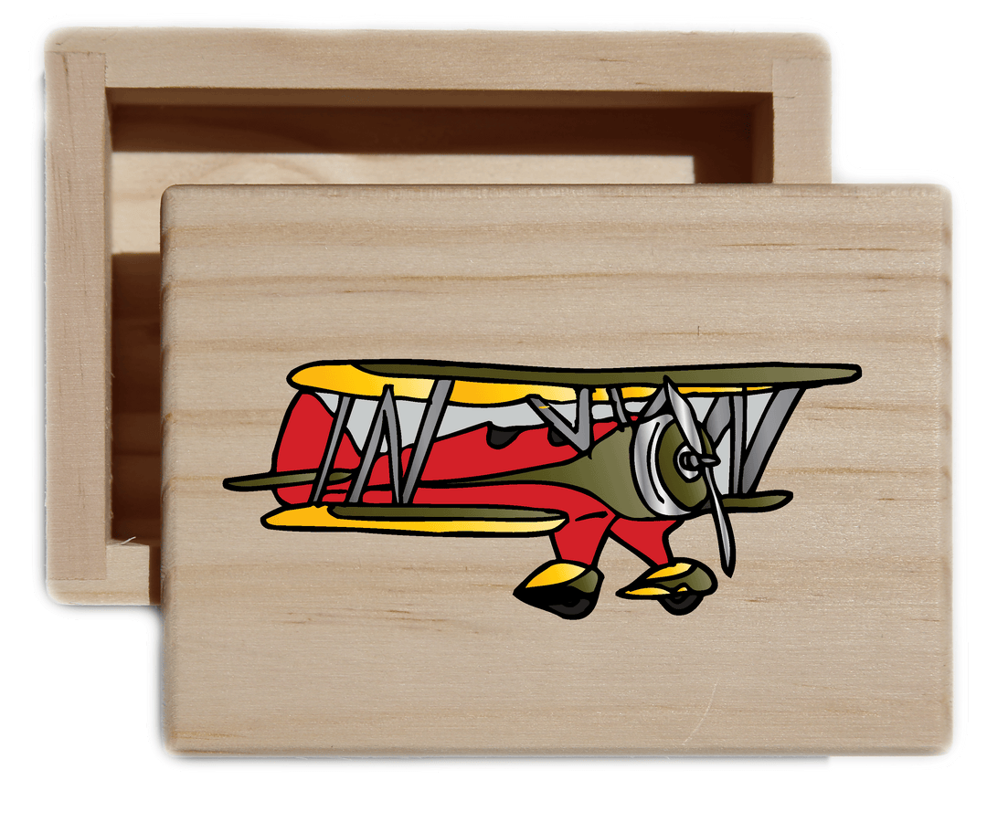 Vintage Plane Natural Wood Keepsake Collectible Box
