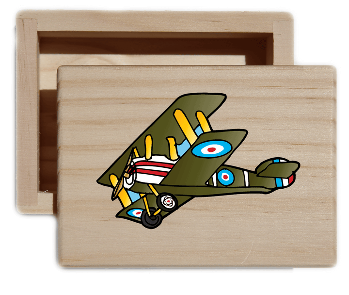 Vintage Plane Natural Wood Keepsake Collectible Box