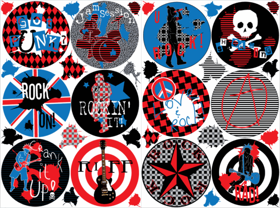 Boys Rock Button Wall Stickers